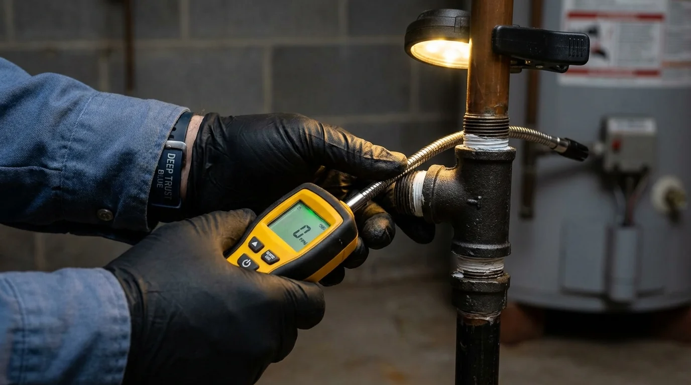 Gas leak detection with electronic sniffer by Johns Plumbing LLC in Cumming