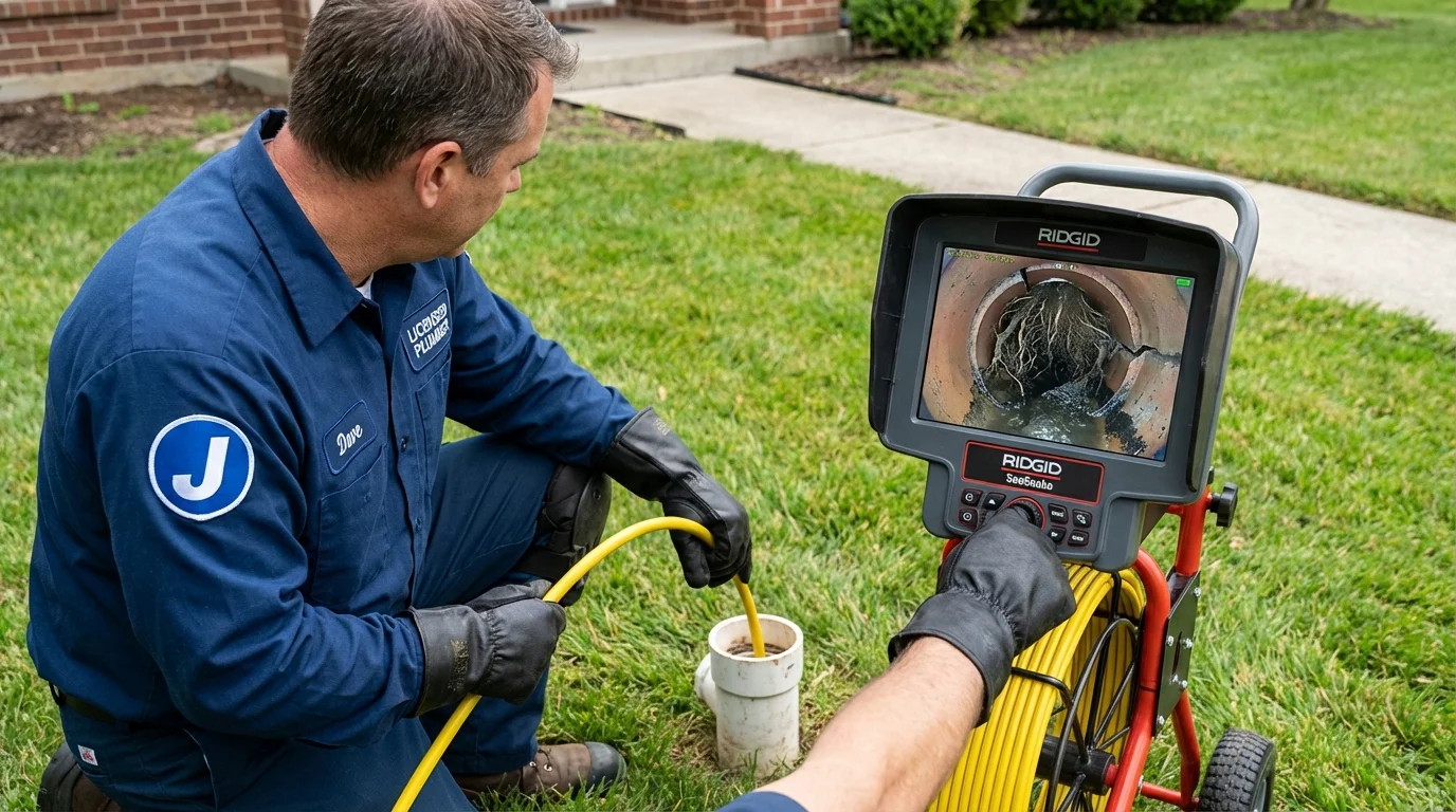Sewer camera inspection being performed by Johns Plumbing LLC in Cumming