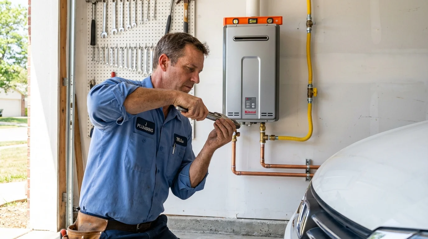 Tankless water heater installation by a Johns Plumbing LLC plumber in Cumming
